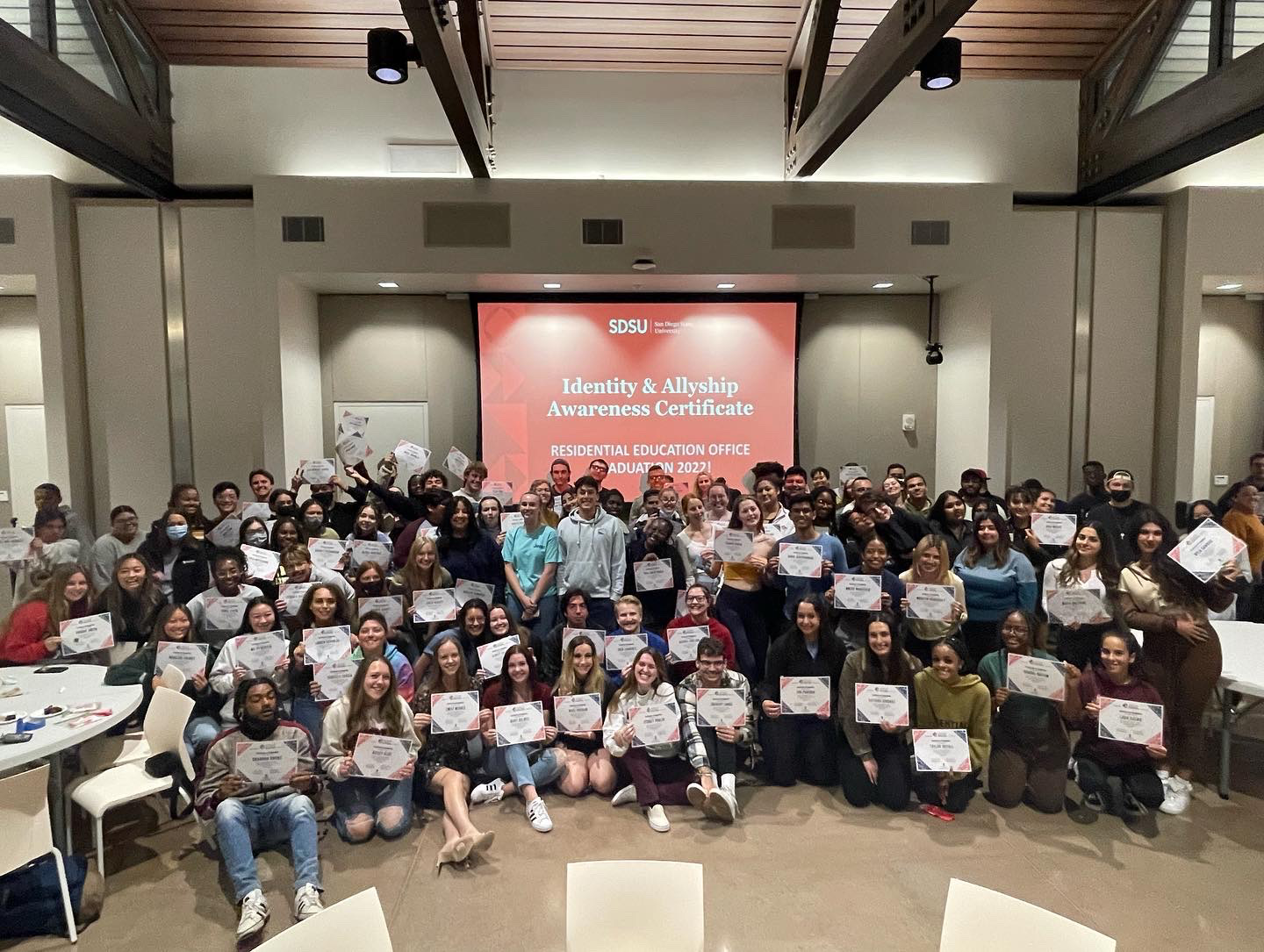 2021-2022 Identity & Allyship Awareness Certificate graduates in partnership with Residential Education Office (as of Summer 2024, now named the Identity & Allyship Awareness Badge (IAAB) Program)